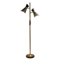 Axis Brassed Gold Floor Lamp With 4 Way Switch Double Spots With Metal Base Black,Gold Table&Floor Lamps Brass