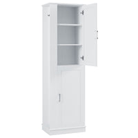 Tall Bathroom Storage Cabinet, Freestanding Storage Cabinet With Hook And Adjustable Shelf, Mdf Board, White White 2 Mdf