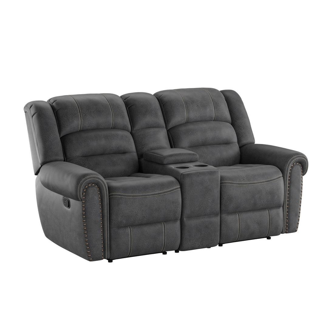 Ferrar Gray Reclining Console Loveseat Gray Foam Solid Wood