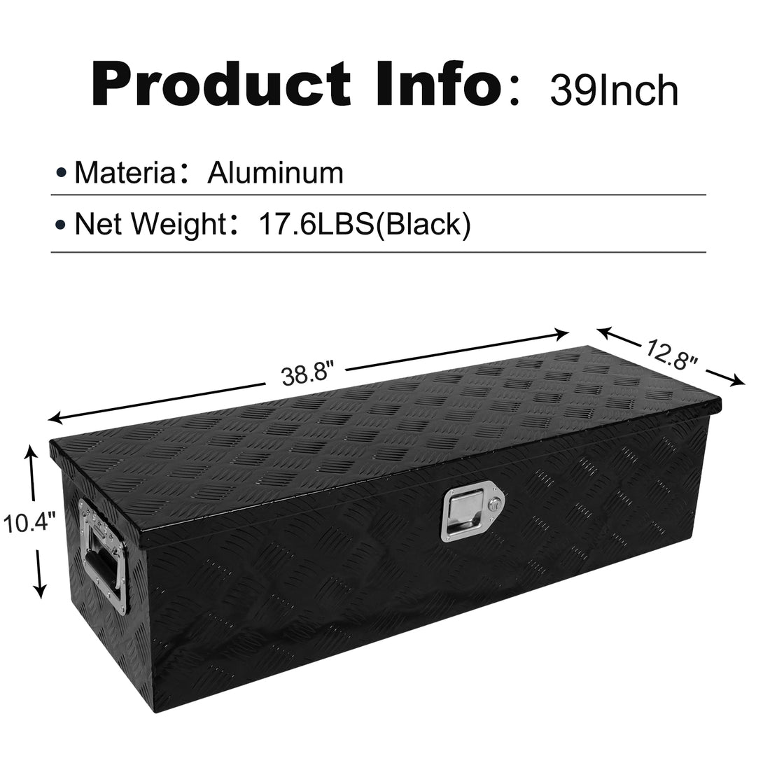 39 Inch Truck Bed Tool Box Aluminum Heavy Duty Trailer Tool Box For Pickup Truck Bed Rv Toolbox With Handle And Lock Black Black Aluminium