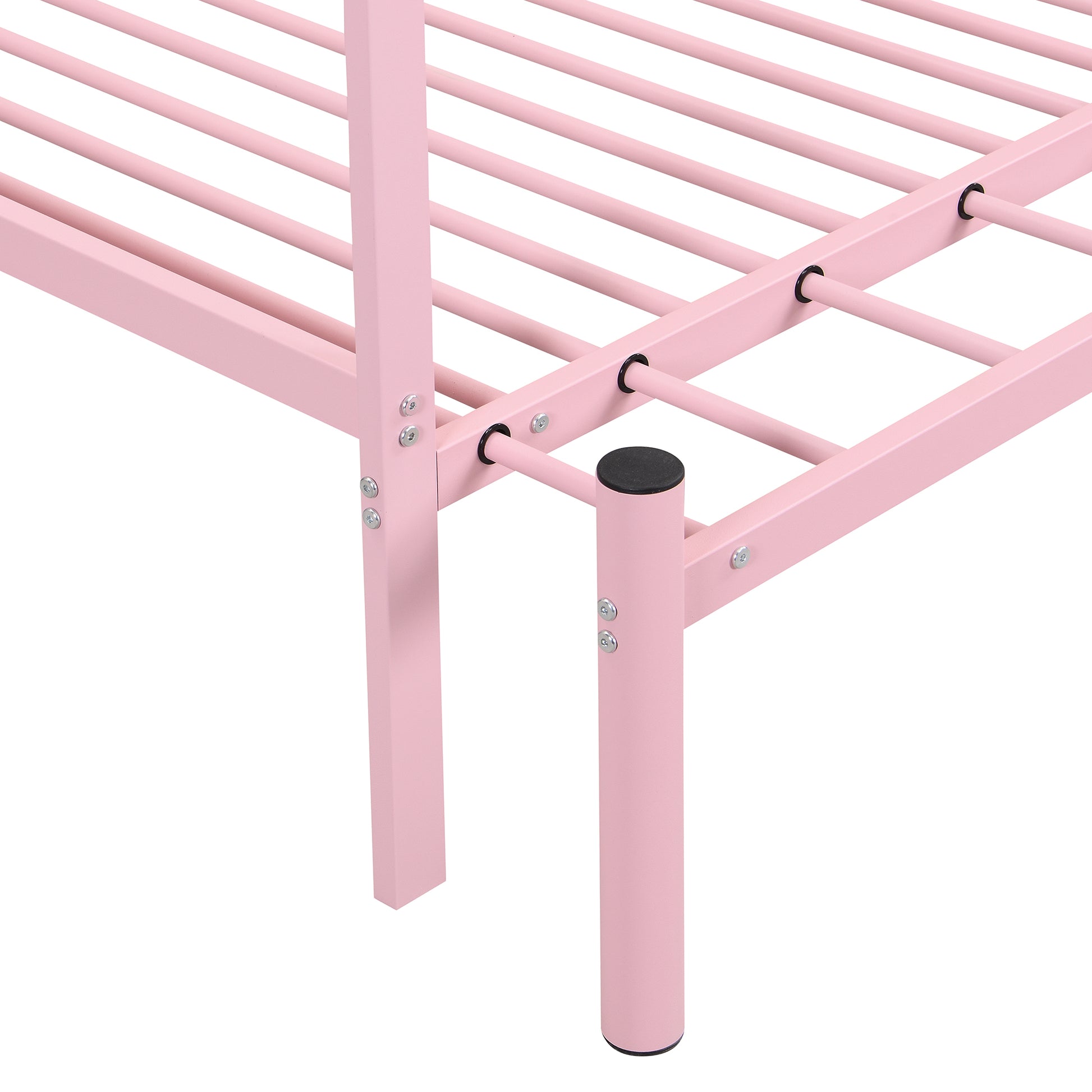 Twin Xl To King Metal Twin Size House Platform Bed With 2 Drawers, Pink Box Spring Not Required Twin Xl Pink Metal Bed Frame Metal