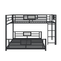 L Shaped Metal Twin Over Full Size Bunk Bed, Black Box Spring Not Required Black Metal Metal