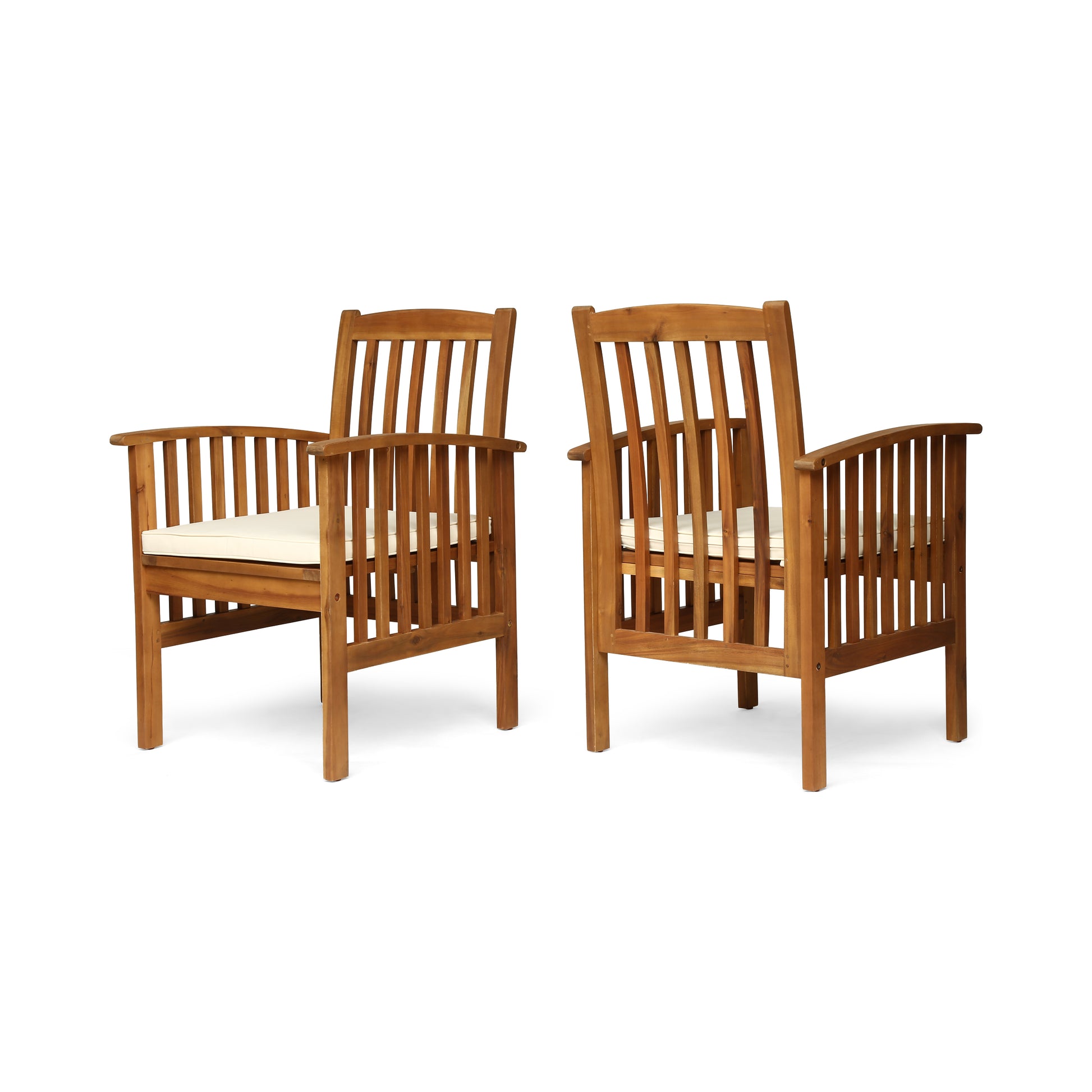 Casa Acacia Dining Chair,2Pcs With 2 Cushions Brown Acacia Wood