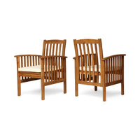 Casa Acacia Dining Chair,2Pcs With 2 Cushions Brown Acacia Wood