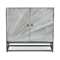 2 Door Cabinet Grey Metal & Wood