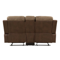 Plush Comfort Brown Microfiber Upholstered Solid Wood Frame Living Room Furniture 1Pc Dual Glider Reclining Loveseat With Center Console Plush Arms Brown Microfiber Wood Primary Living Space Contemporary,Modern Pillow Top Arms Plywood,Solid Wood