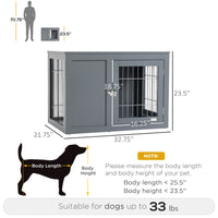 Pawhut Dog Crate Furniture Wire Indoor Pet Kennel Cage, End Table With Double Doors, Locks For Small And Medium Dog House, Grey Grey Steel