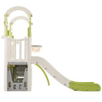 8 1 Toddler Climber And Slide Set,Kids Slide For Toddlers Age 1 , Kids Playground Climber Freestanding Slide Playset With Basketball Hoop, Play Combination For Babies,Indoor& Outdoor Green 150 199 Lbs Cute 1 To 2 Years Hdpe Indoor & Outdoor Use