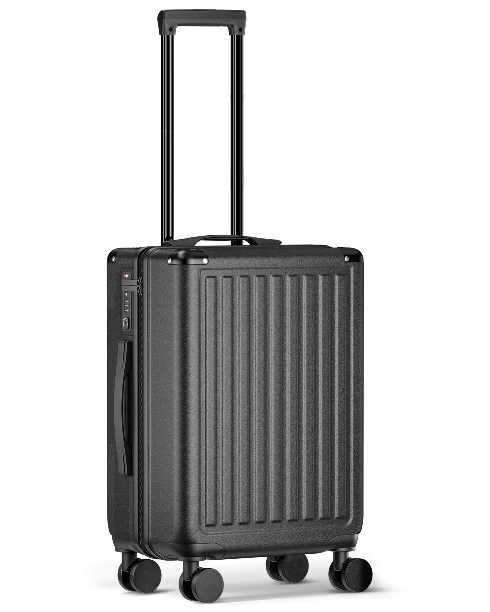 20 Inch Carry On Travel Luggage With Tsa Lock&Spinner Wheels, Abs Pc Hardside Lightweight Suitcase Black Abs Pc