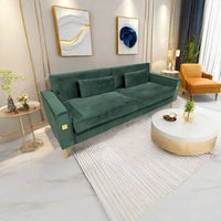 Fx P18 Rg2 Sofa Luxury Emerald Green Velvet Sofa With Gold Accents Modern 3 Seat Couch With Plush Cushions, Perfect For Living Room And Office Decor Retro Green Velvet 2 Seat