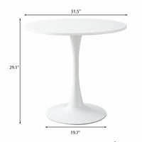 Modern Round Dining Table, 31.5'' Kitchen Dining Room Furniture, Coffee Table, Leisure Table, Living Room Table, White White Mdf Metal