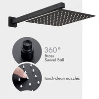 12" Matte Black Wall Mounted Rainfall Shower System With Handheld Shower Matte Black Stainless Steel