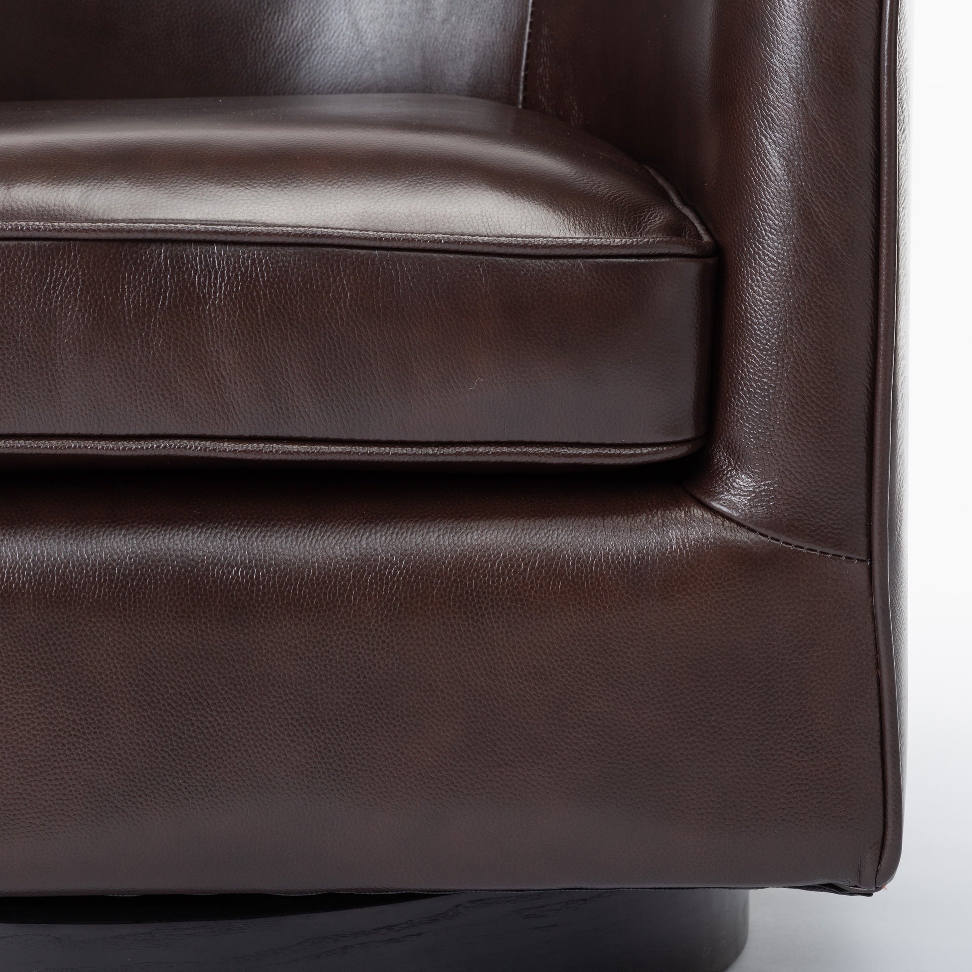 Tanner Brown Top Grain Leather Swivel Chair Brown Foam Leather