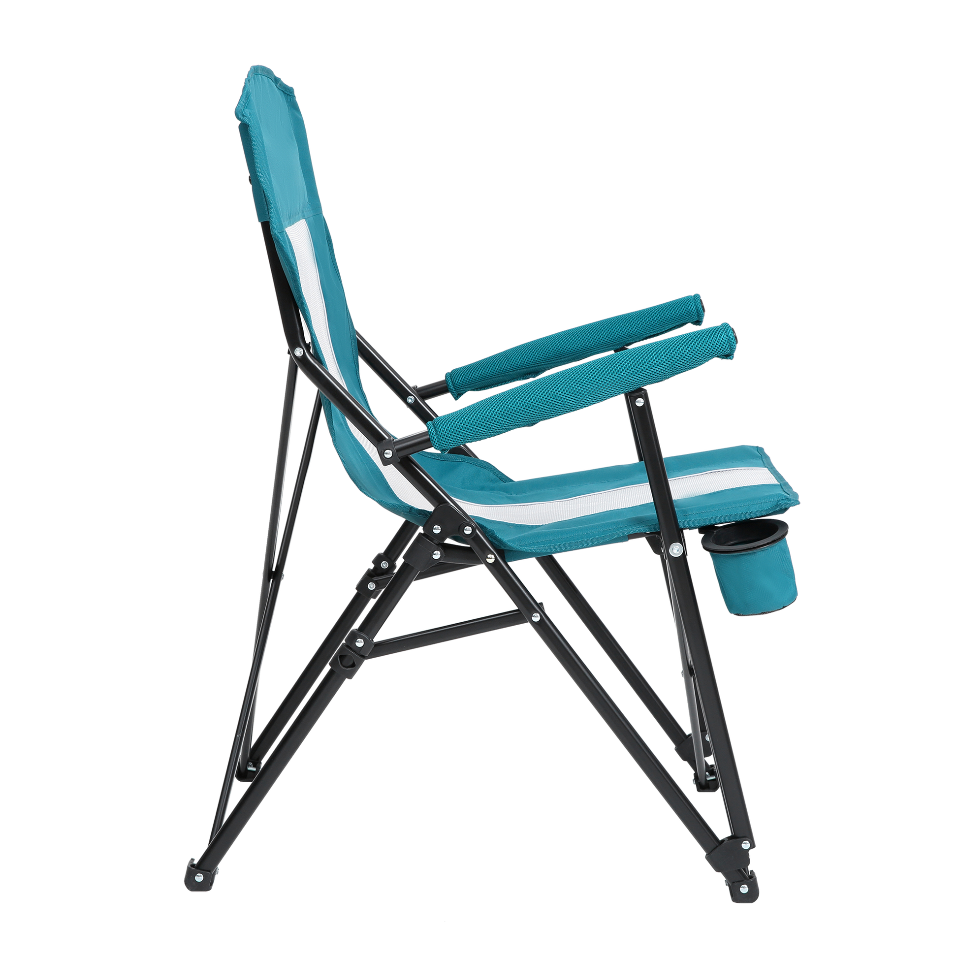Steel Folding Mesh Quad Camping Chair, With Cup Holder, & Carry Bag Blue Red Seats 2 Steel