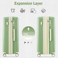 Luggage Sets 3 Piece Suitcase Set 20 24 28 With Usb Port,Carry On Luggage Airline Approved,Pp Lightweight Suitcase With Spinner Wheels,Green And Ivory Green Ivory Polypropylene