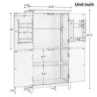 Elegant Bathroom Floor Storage Cabinet, Bathroom Storage Unit, Freestanding Cabinet With 4 Doors, Adjustable Shelves, Adaptable Shelves, White White Mdf