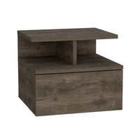 Adele Floating Nightstand With Drawer And Open Storage Shelves Brown 1 Drawer Bedroom Open Storage Modern Shelf Particle Board Engineered Wood