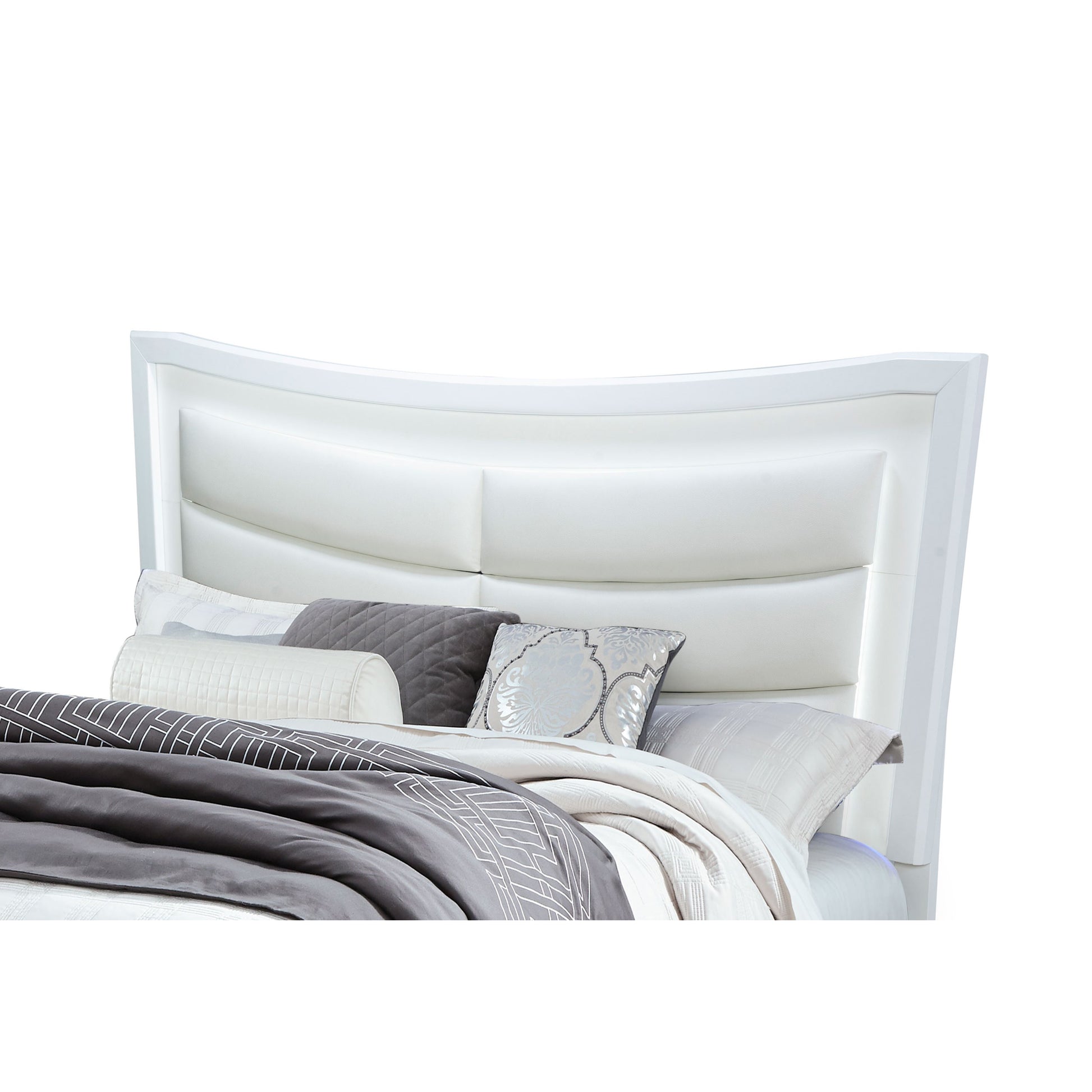 Maloise White King Bed White Solid Wood Mdf