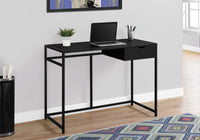 Computer Desk, Home Office, Laptop, Storage Drawer, 42"L, Work, Black Laminate, Black Metal, Contemporary, Modern Black Mdf