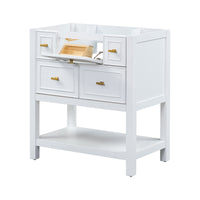 30'' Bathroom Vanity Without Sink, Free Standing Single Vanity With 5 Drawers, Solid Wood Frame Bathroom Storage Cabinet Not Include Basin Sink 4 White 1 Bathroom Freestanding Modern Solid Wood Mdf Painted