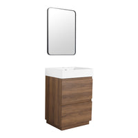 24" Bathroom Vanities With Single Sink Combo, Modern Undermount Bathroom Sink Cabinet With Double Drawer, Freestanding Bathroom Sink Cabinet,Engineering Wood,Brown Brown American Design Engineered Wood