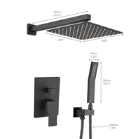 12" Matte Black Wall Mounted Rainfall Shower System With Handheld Shower Matte Black Stainless Steel