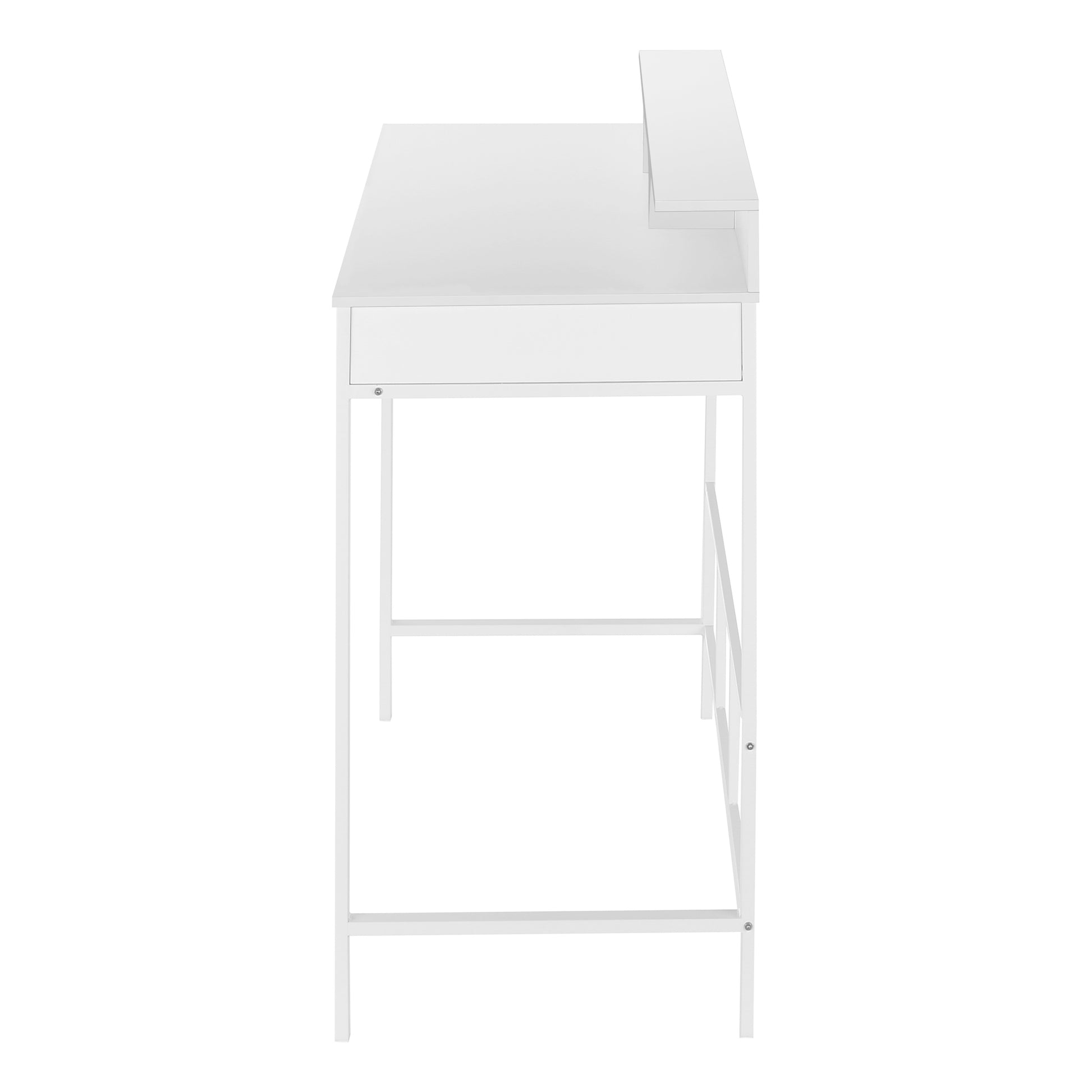 Computer Desk, Home Office, Standing, Storage Shelves, 48"L, Work, Laptop, White Laminate, White Metal, Contemporary, Modern White Metal