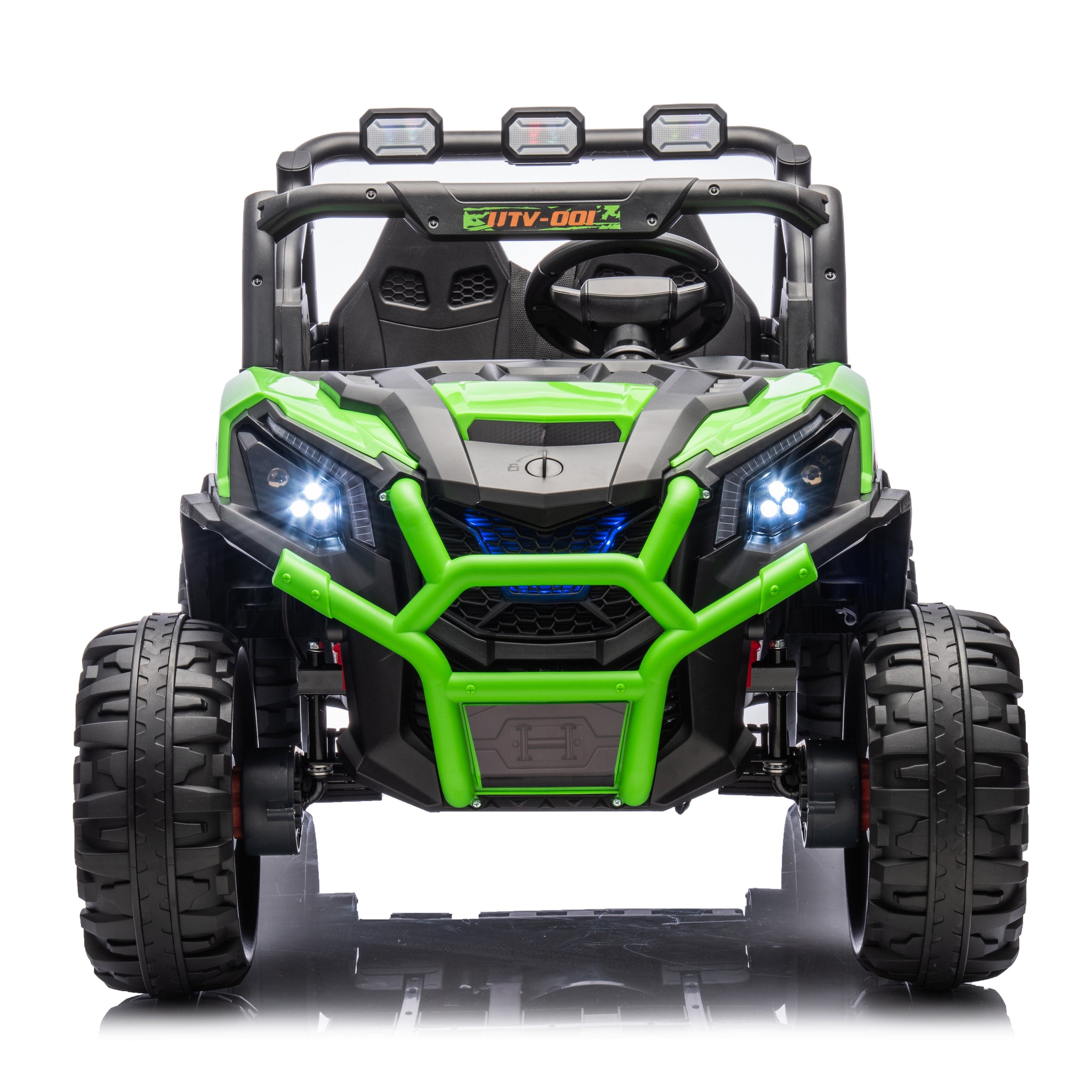 24V Ride On Toys 4Wd Ride On Cars With Remote Control, 2 Xl Seater Electric Car For Kids, Power Car Wheels, Utv 4*200W Motor, Bluetooth, Music, Lights, 3 Speeds,Green Green Abs