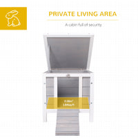 Pawhut Small Wooden Rabbit Hutch, Bunny Guinea Pig Cage, With Openable & Waterproof Roof, Gray Gray Wood