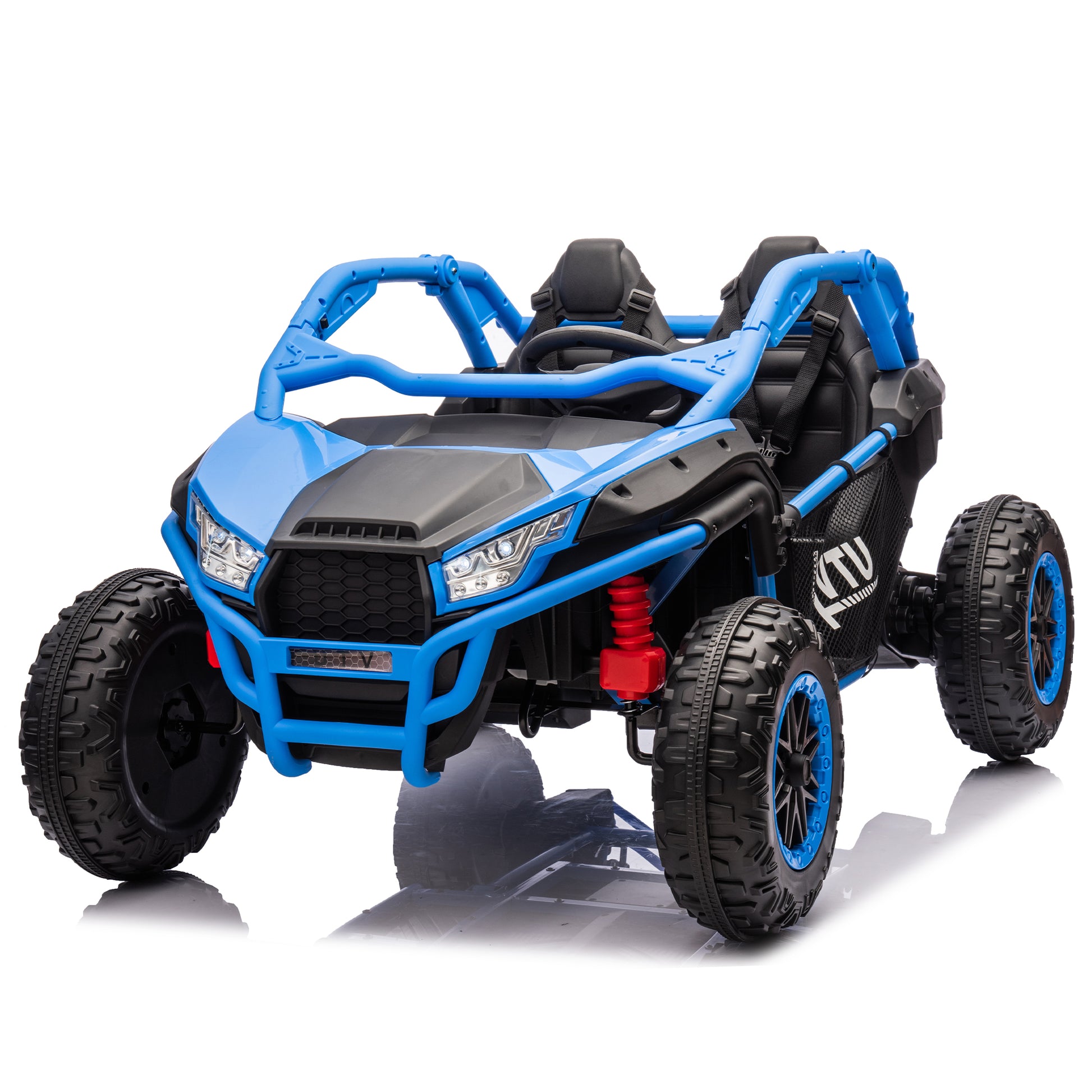 24V Two Seater Kids Ride On Utv W Parents Control,20In Seat Width,400W Super High Power,Four Wheel Suspension,Bluetooth,Mp3,Usb,Led Light,Horn,Rear Storage Space,Speeds 3.73 4.97Mph For Kids Aged 3 . Blue 100 149 Lbs Polypropylene