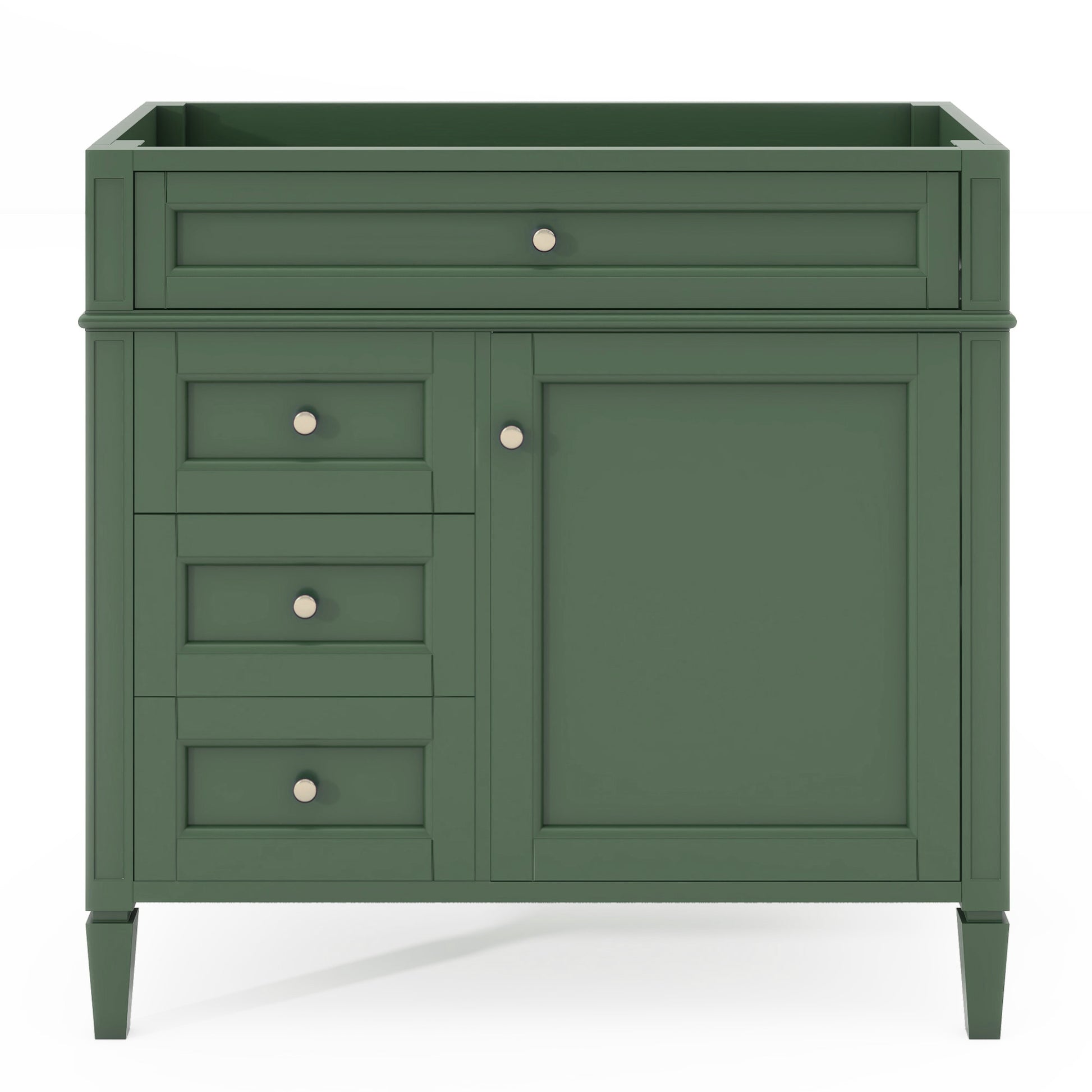 36'' Bathroom Vanity Without Top Sink, Modern Bathroom Storage Cabinet With 2 Drawers And A Tip Out Drawer, Solid Wood Frame Not Include Basin Sink 3 Green 1 1 Adjustable Hinges Bathroom Freestanding Solid Wood Mdf Painted