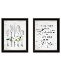 "Ready To Dine Humor" Framed Wall Art For Living Room, Wall Art Print For Home Decor, Bedroom Wall Art By Lettered & Lined Multicolor Wood Paper