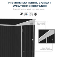 Outsunny 4' X 8' Metal Outdoor Storage Shed, Lean To Storage Shed, Garden Tool Storage House With Lockable Door And 2 Air Vents For Backyard, Patio, Lawn, Dark Gray Gray Steel