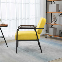 Homcom Modern Accent Chair With Cushioned Seat And Back, Upholstered Velvet Armchair For Bedroom, Living Room Chair With Arms And Steel Legs, Yellow Yellow Steel