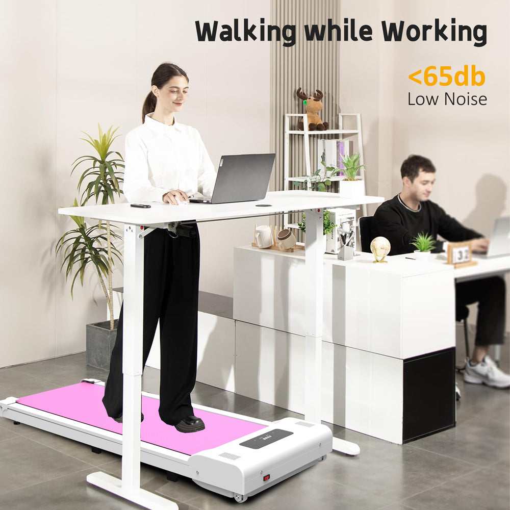 Under Desk Treadmill, Walking Pad, 2 In 1 Portable Treadmill With Handle Remote Control Led Display, Walking Jogging Machine For Home Office Use 265 Lbs Pink Pink Abs Rubber Steel Q235