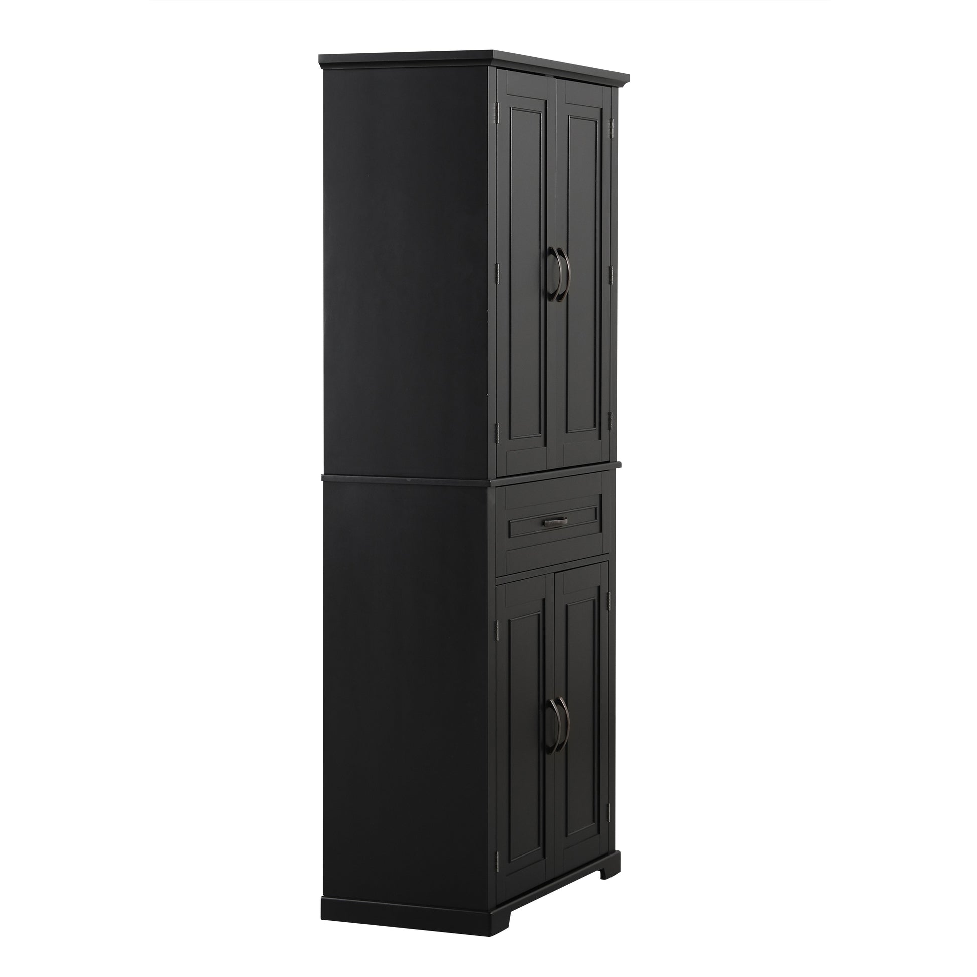 Bathroom Storage Cabinet With Doors And Drawer, Multiple Storage Space, Adjustable Shelf, Black Black Mdf