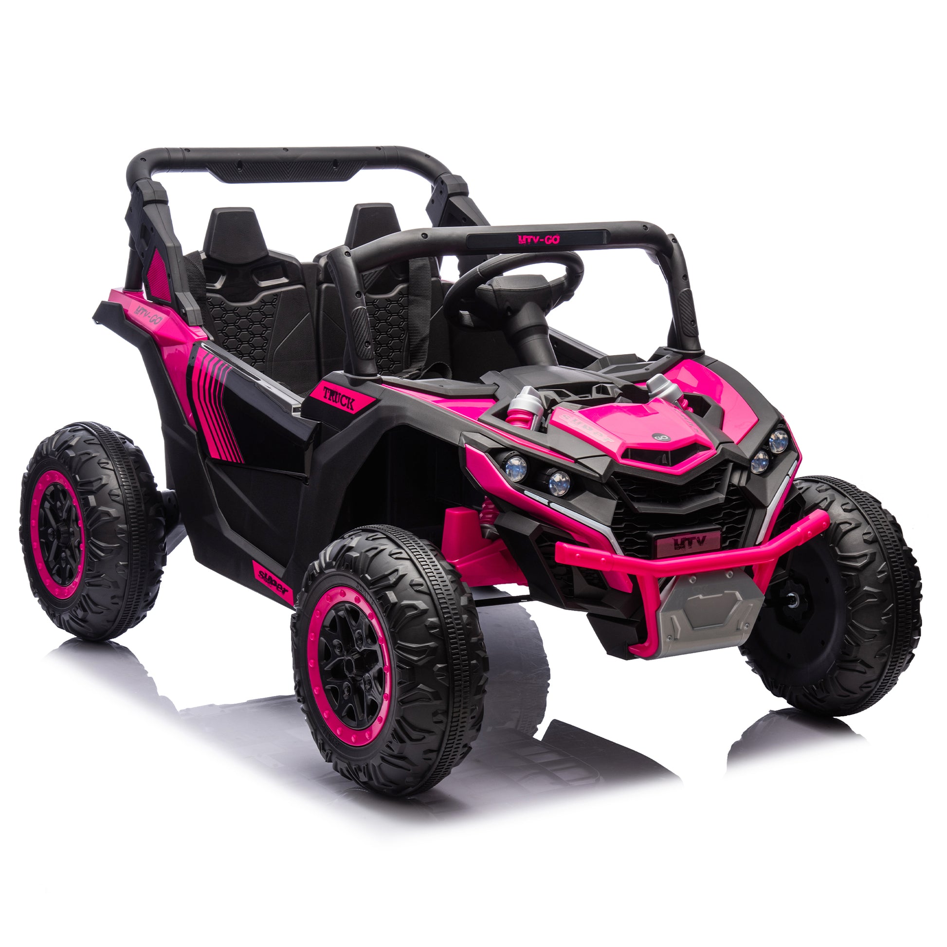 24V Two Seater Kids Ride On Utv W Parents Remote Control,Four Wheel Suspension,Slow Start,Large Wheel Design,Anti Collision Bar,Storage Space,Music,Usb,Bluetooth,Volume Control,Led Lights For Kids 3