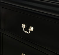 1Pc Black Finish Five Drawers Louis Philip Chest Solid Wood Contemporary Sleek Large Storage Black Transitional Solid Wood