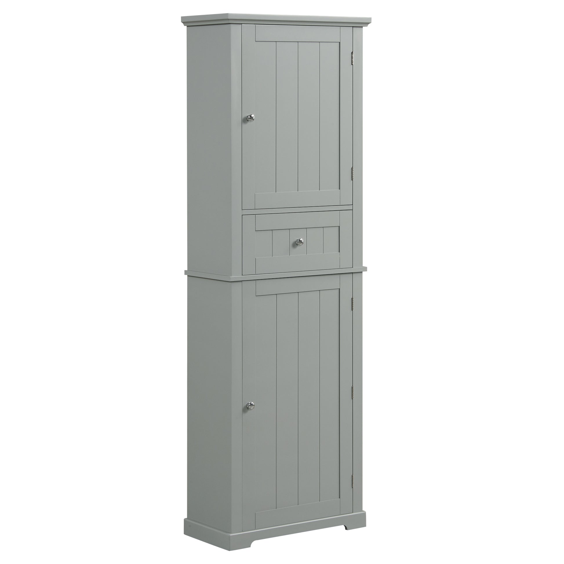 Tall Bathroom Storage Cabinet, Freestanding Storage Cabinet With Drawer And Adjustable Shelf, Mdf Board With Painted Finish, Grey Grey Mdf