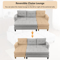 83.4" L Shaped Sofa Sectional Couch Sofa Bed With Two Usb Ports, A Movable Ottoman And A Reversible Chaise Lounge For Living Room, Grey Grey Foam Chenille 5 Seat