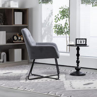 Modern Velvet Desk Chair Swirl Office Chair With Adjustable Foot Nails,Comfy Computer Task Chair Metal Legs Upholstered Accent Arm Chair For Living Room Bedroom Small Spaces Home Office,Grey Grey Foam Velvet