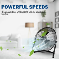 18 Inch 3 Speed High Velocity Heavy Duty Metal Industrial Floor Fans, Black Black Metal