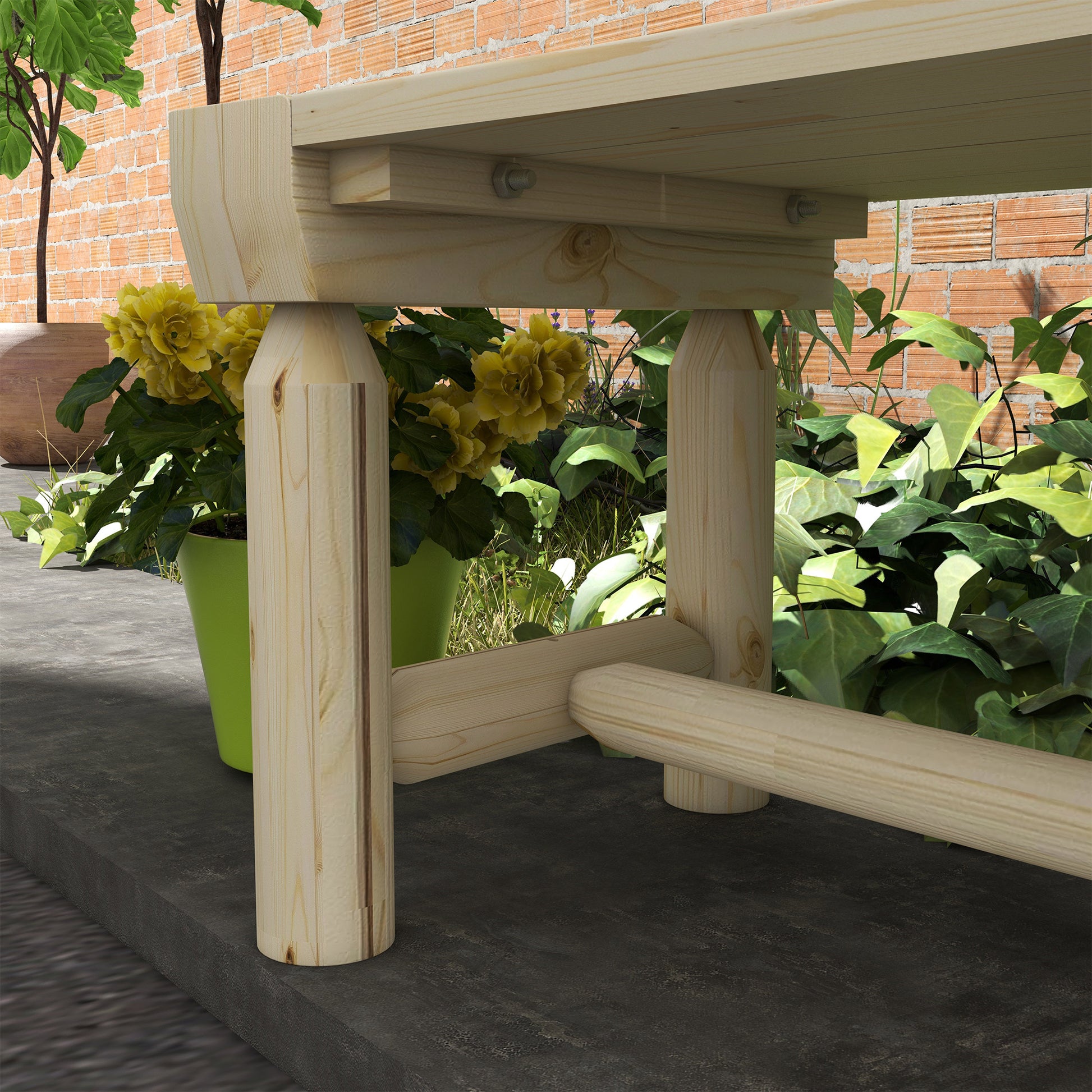 Outsunny Wooden Garden Bench, Semicircular Round Outdoor Tree Bench, Wrap Around Park Bench For Yard, Patio, Deck, Lawn, Natural Natural Wood