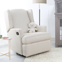 Hemingway Wingback Recliner In Canvas Beige Fabric