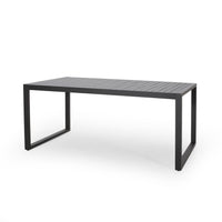 Outdoor Dining Set, Dining Chair Set Of 6 Aluminum Dining Table, Gray Black Black Grey Aluminum