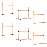 Pawhut 6 Piece Dog Agility Training Equipment With Hurdle Bag And Whistle, Orange And White Orange Plastic