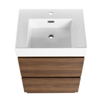 24" Bathroom Vanities With Single Sink Combo, Modern Undermount Bathroom Sink Cabinet With Double Drawer, Freestanding Bathroom Sink Cabinet,Engineering Wood,Brown Brown American Design Engineered Wood