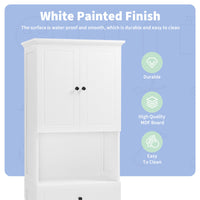 Tall Bathroom Cabinet With Four Doors, Large Storage Space Open Shelve, Upper Storage Cabinet, White White Mdf