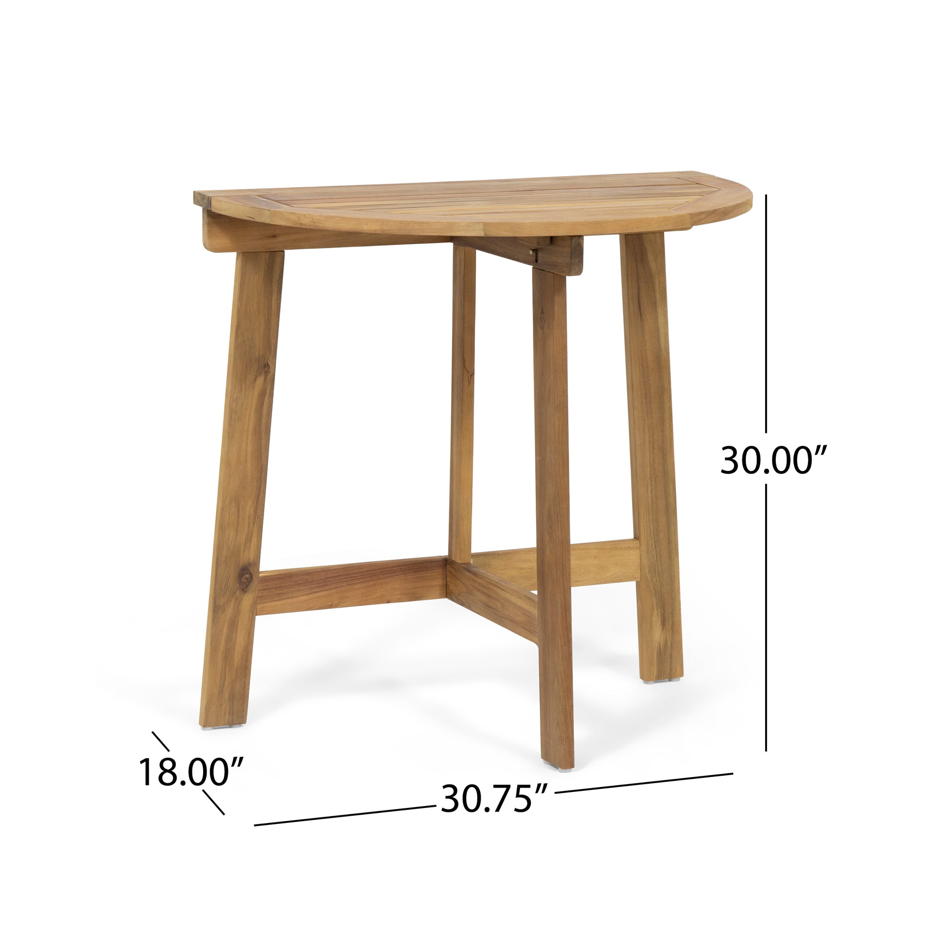 Westmont Half Round Bistro Table, Natural Natural Acacia Wood