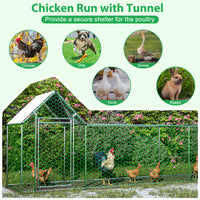 16X3Ft Metal Chicken Coop Run Backyard Hen House Poultry Habitat Cage W Cover Silver Metal